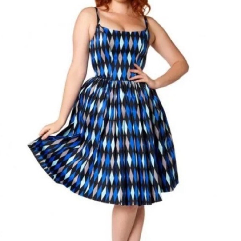 Pinup Couture blue harlequin Jenny dress